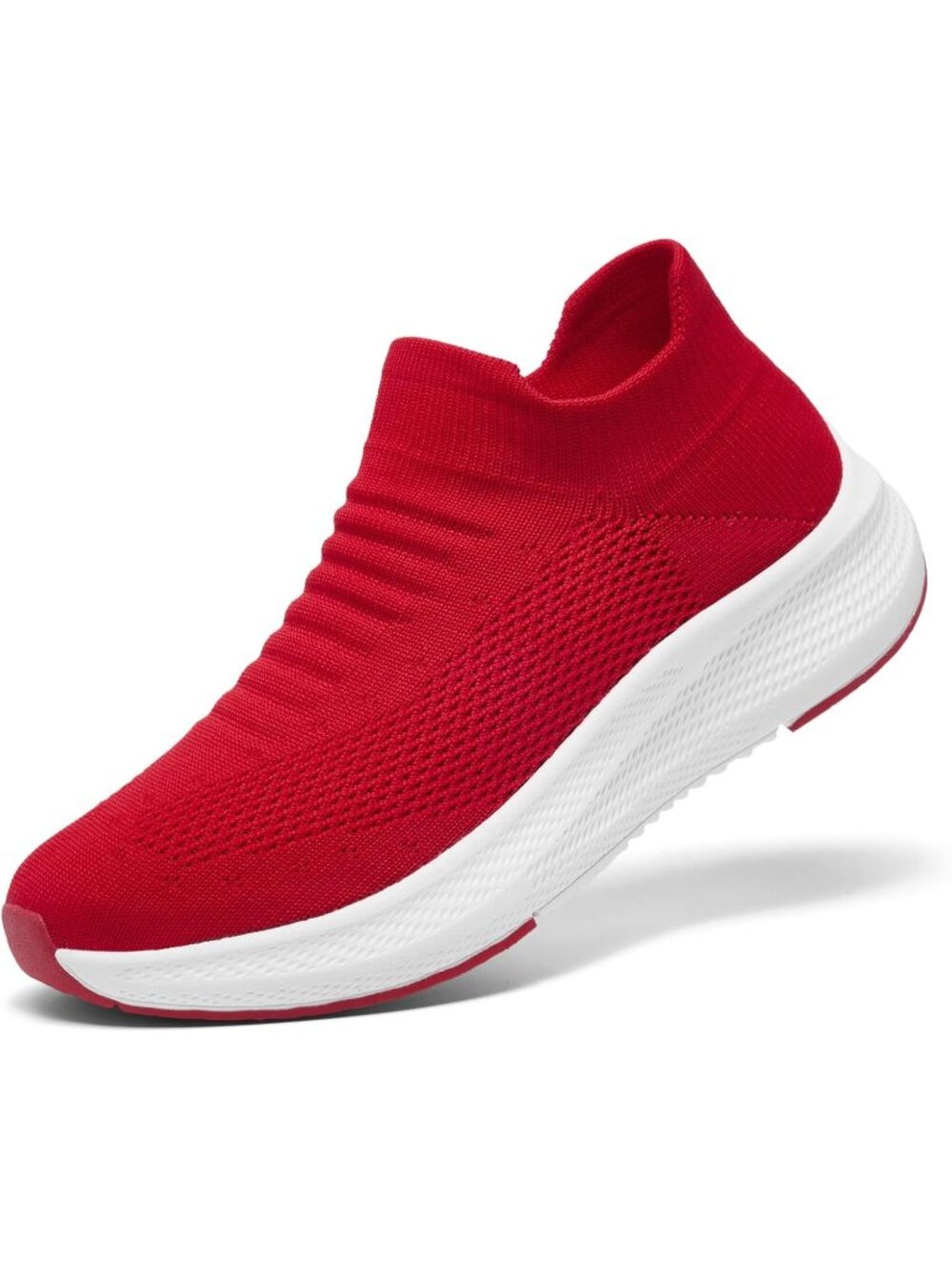 Womens Red Rubber Walking Shoes Comfort Lightweight Sneakers Athletic Shoes